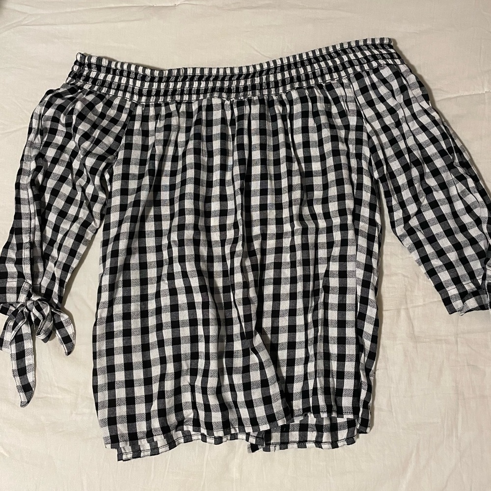Black and white off the shoulder top